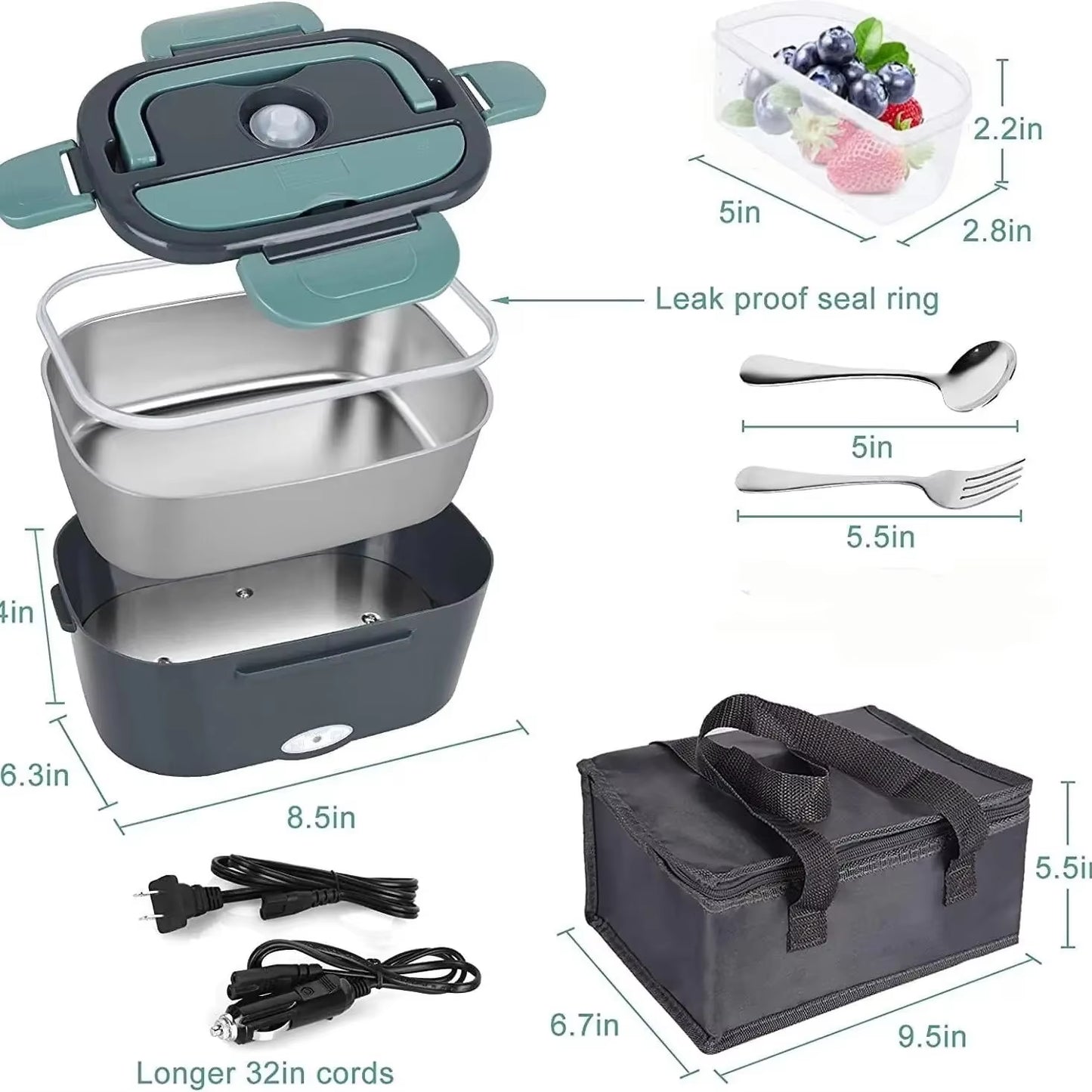 Revolutionize Your Lunch with the 1.5L Electric Lunch Box - Portable Food Warmer for Home and Car, Leak-Proof Design, and 60W Fast Heating!
